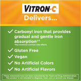 Étiquette Vitron-C mettant en avant bien-être et qualité.