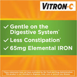 Tableau ingrédients Vitron-C, végan et sans gluten.