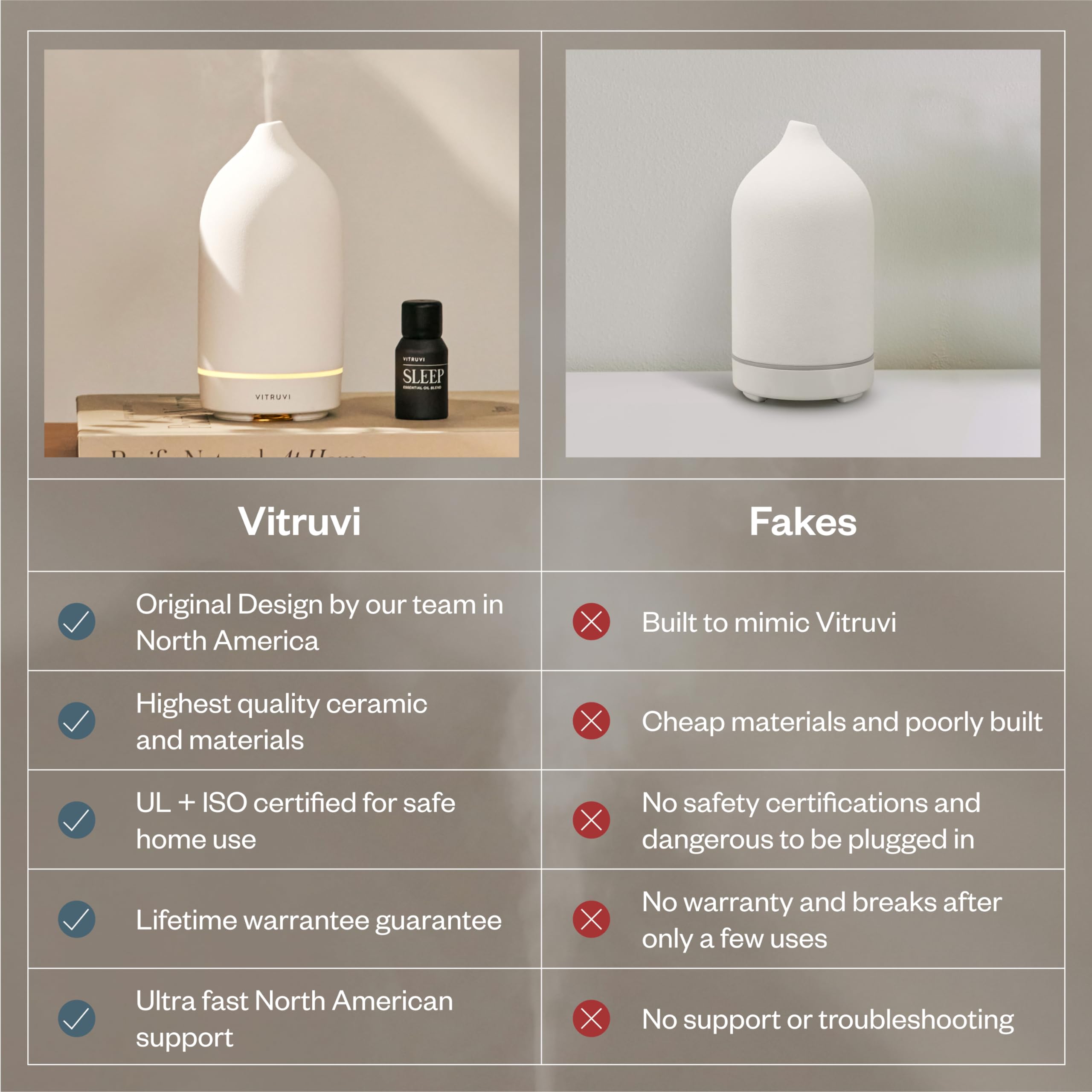 Vitruvi diffuseur ultrasonique silencieux pour un espace calme.