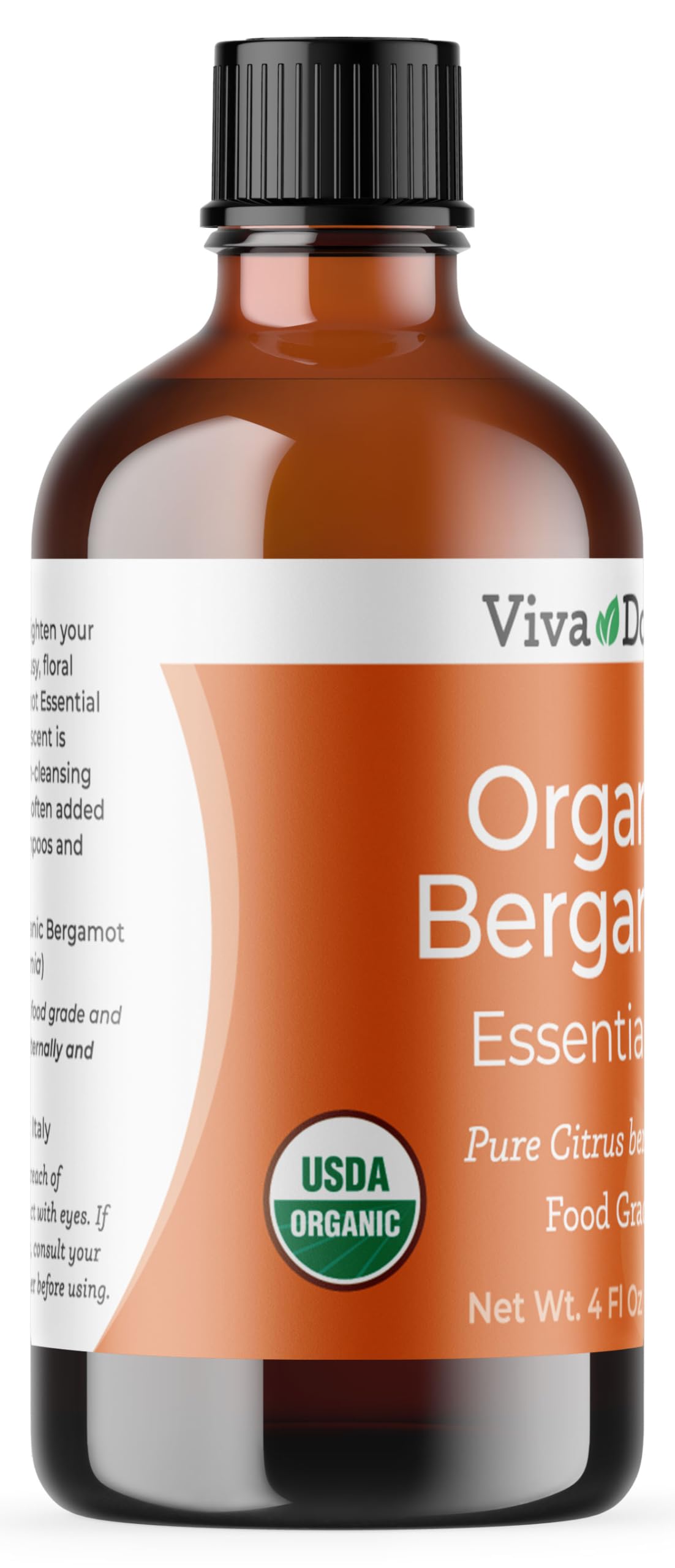 Viva Doria bergamot, flacon ambré, idéal pour diffuseur et routine bien-être.