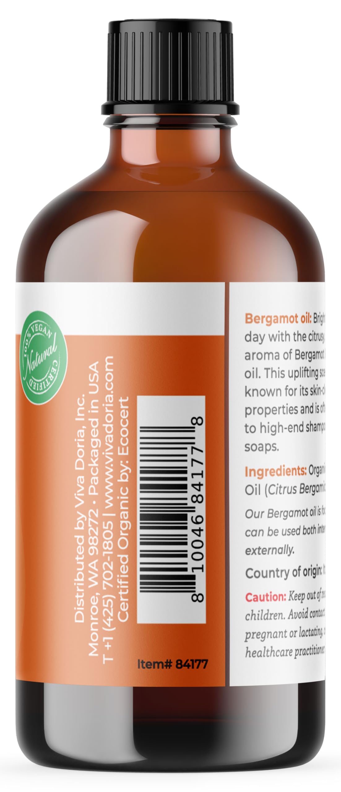 Origine Italie Viva Doria bergamot, arôme fruité et zeste pour relaxation et humeur positive.