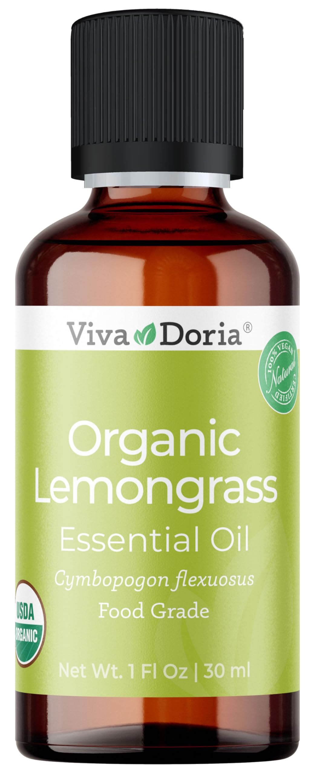 Huile citronnelle Viva Doria dans bouteille ambrée pour diffusion durable.