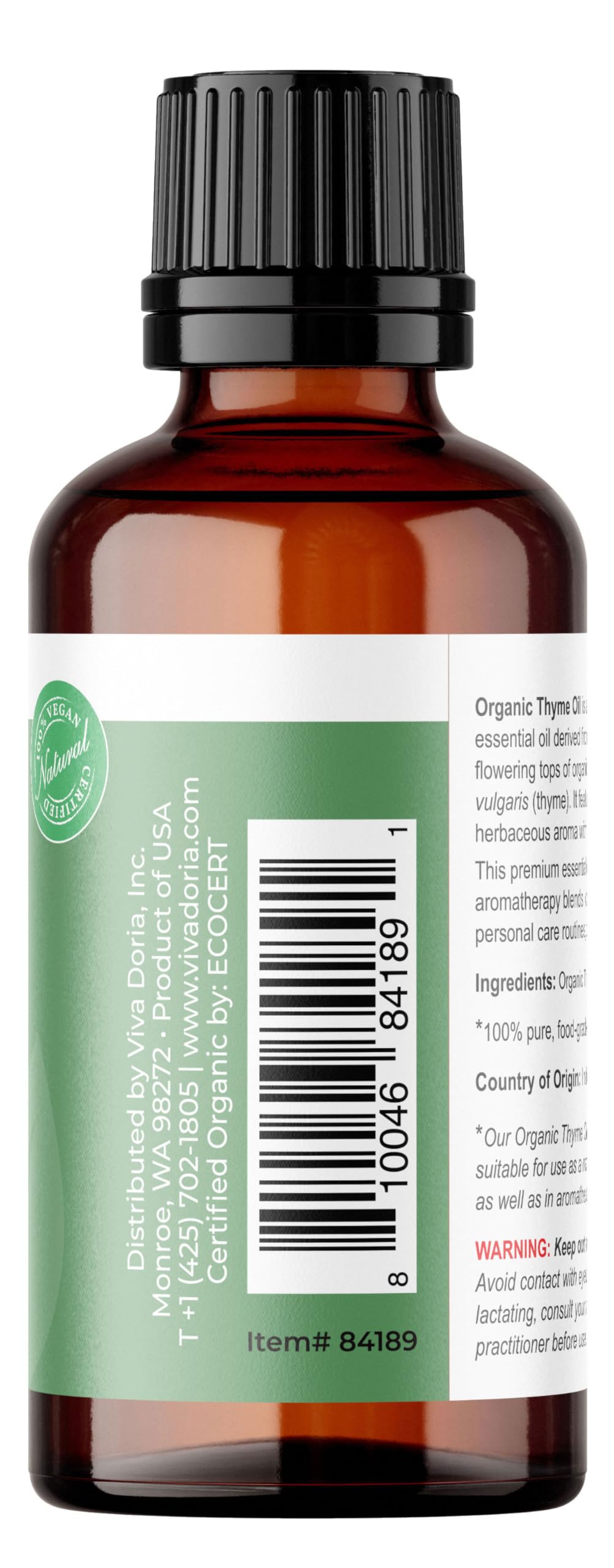 Viva Doria thym huile, bougie d'aromathérapie diffuseur pour ambiance herbée.