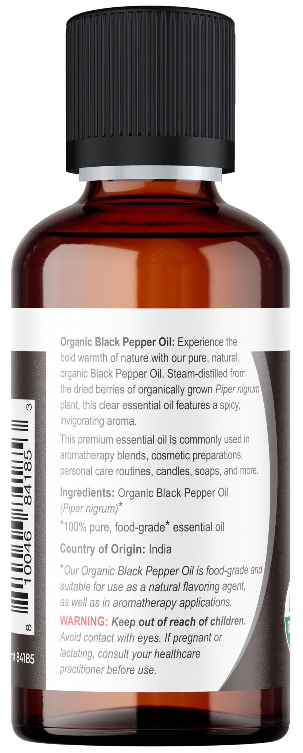 Viva Doria huile poivre noir: arôme stimulant pour aromathérapie et cosmétiques.