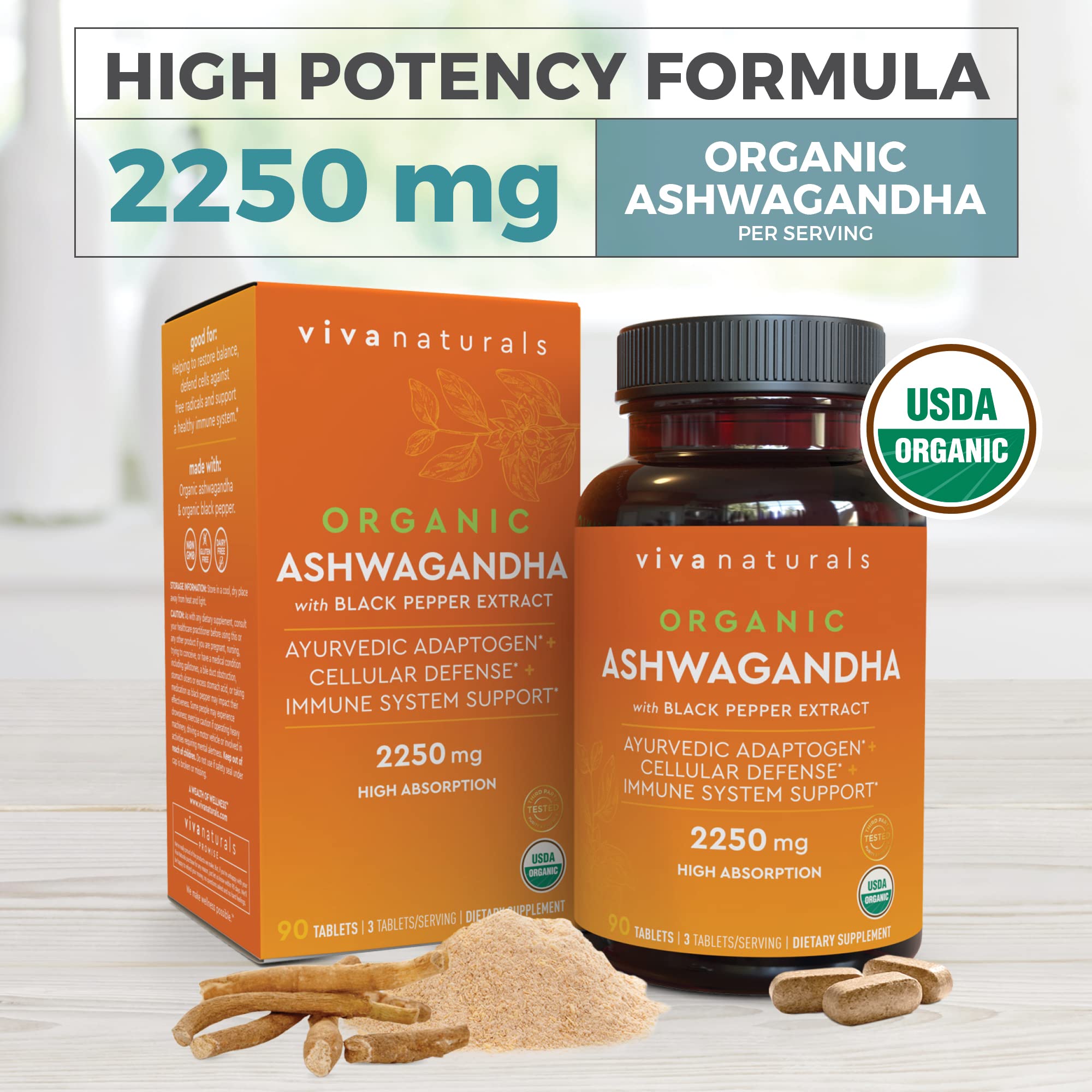 Viva Naturals Emballage Certifié Organique – étiquette biologique visible, produit sans OGM