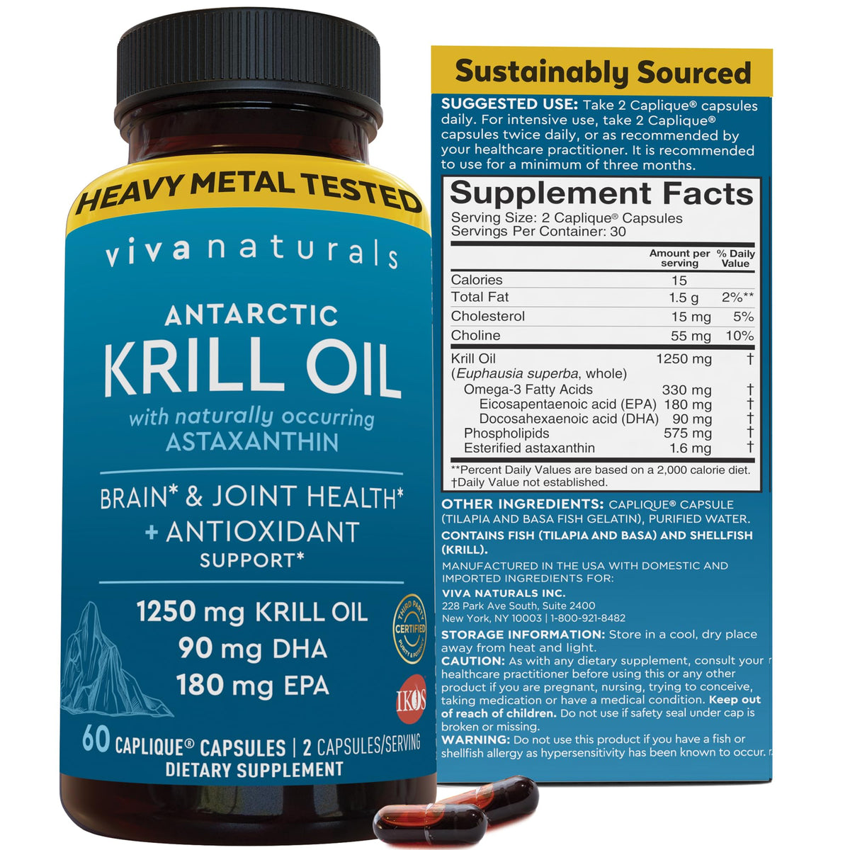 Viva Naturals huile de krill antarctique en capsules, haute teneur oméga-3.