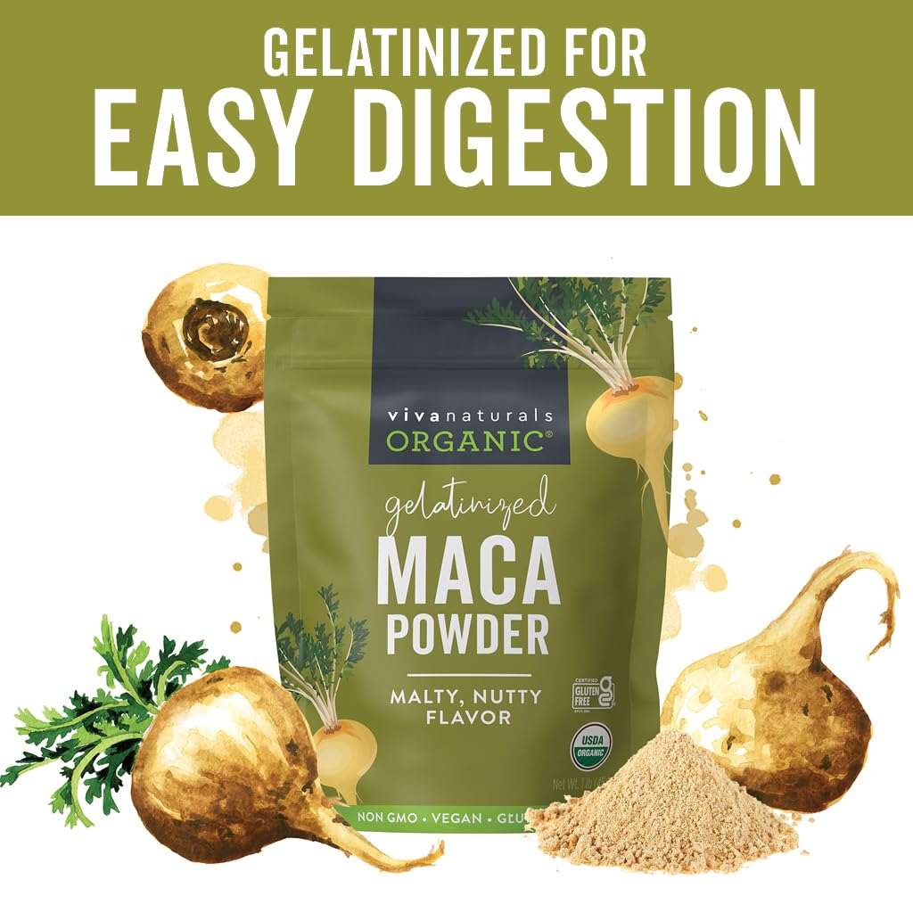 Viva Naturals Maca Poudre Cuisine Gâteau : parfaite en recettes sucrées et salées.