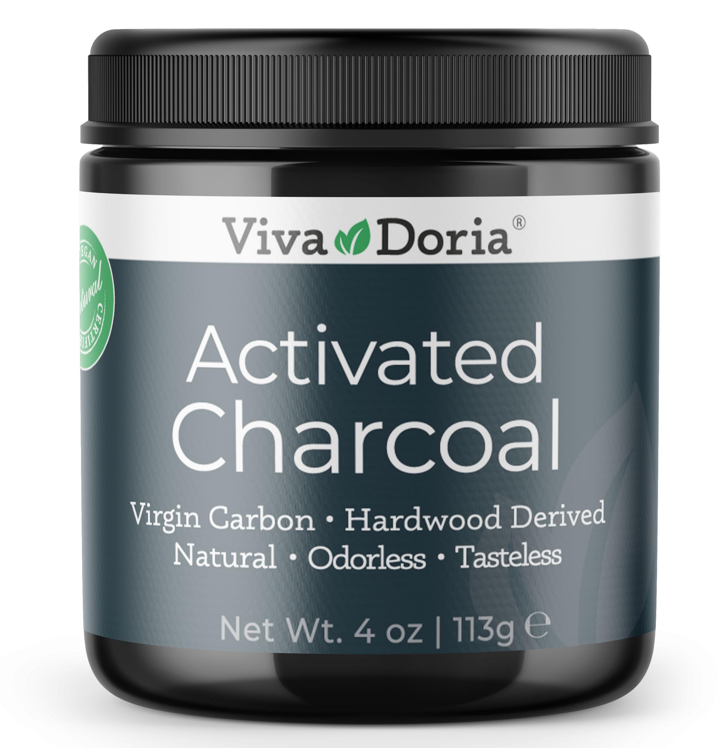 Viva Doria Charbon Actif Poudre Bois Dur, poudre fine pour detox et soins peau