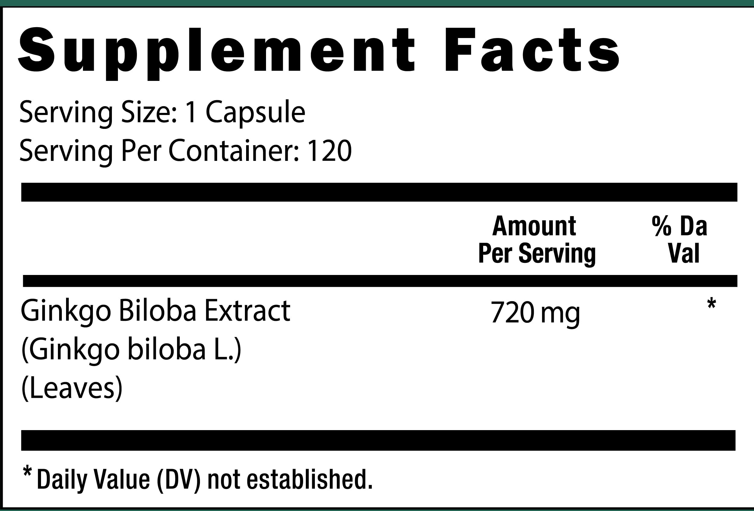 Viva Doria Ginkgo Biloba, dosage quotidien possible pour soutien cognitif.
