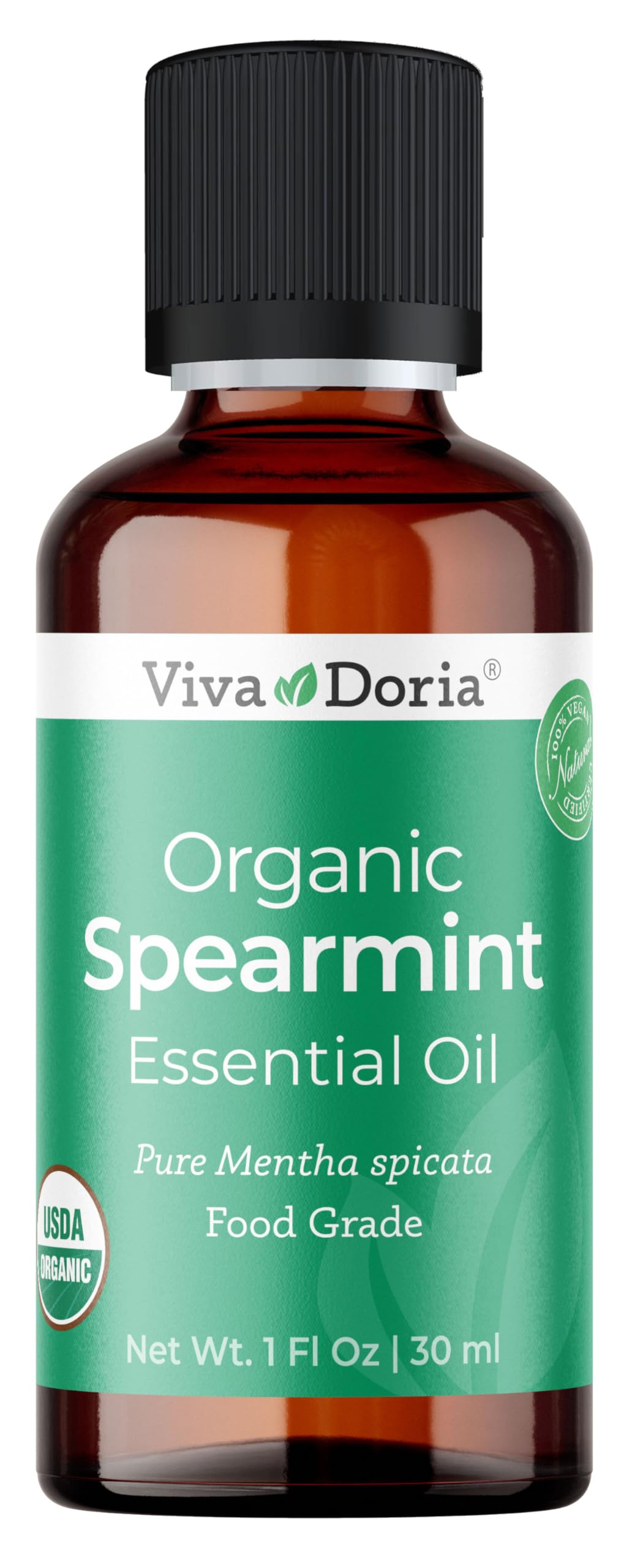 Viva Doria Huile Menthe Verte : bouteille en verre, pureté premium pour aromathérapie.