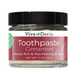 Pâte dentifrice Viva Doria Cannelle dans pot en verre, soin buccal naturel.