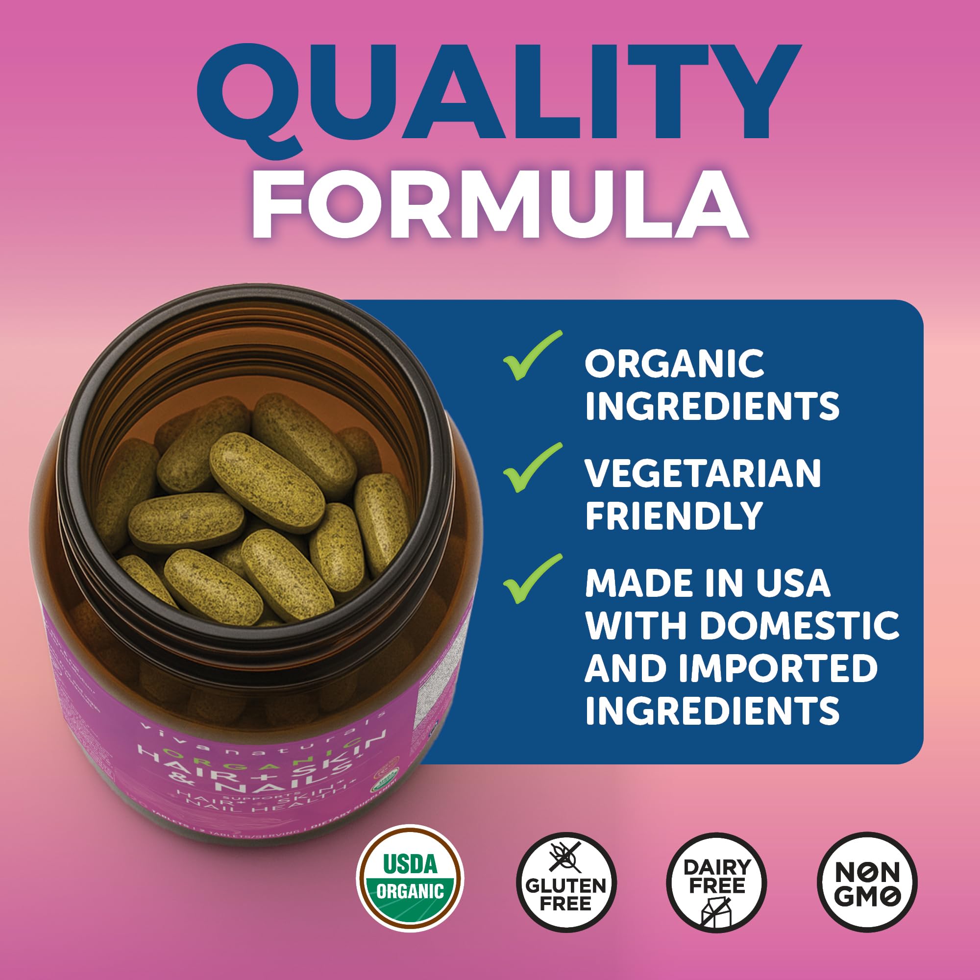Viva Naturals Biotine 5000 mcg – associée à un ensemble de vitamines pour la nutrition.