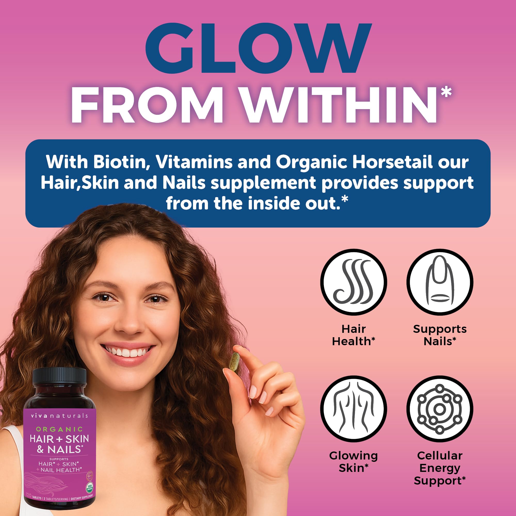 Viva Naturals Biotine 5000 mcg – vitamine E et vitamines B incluses.