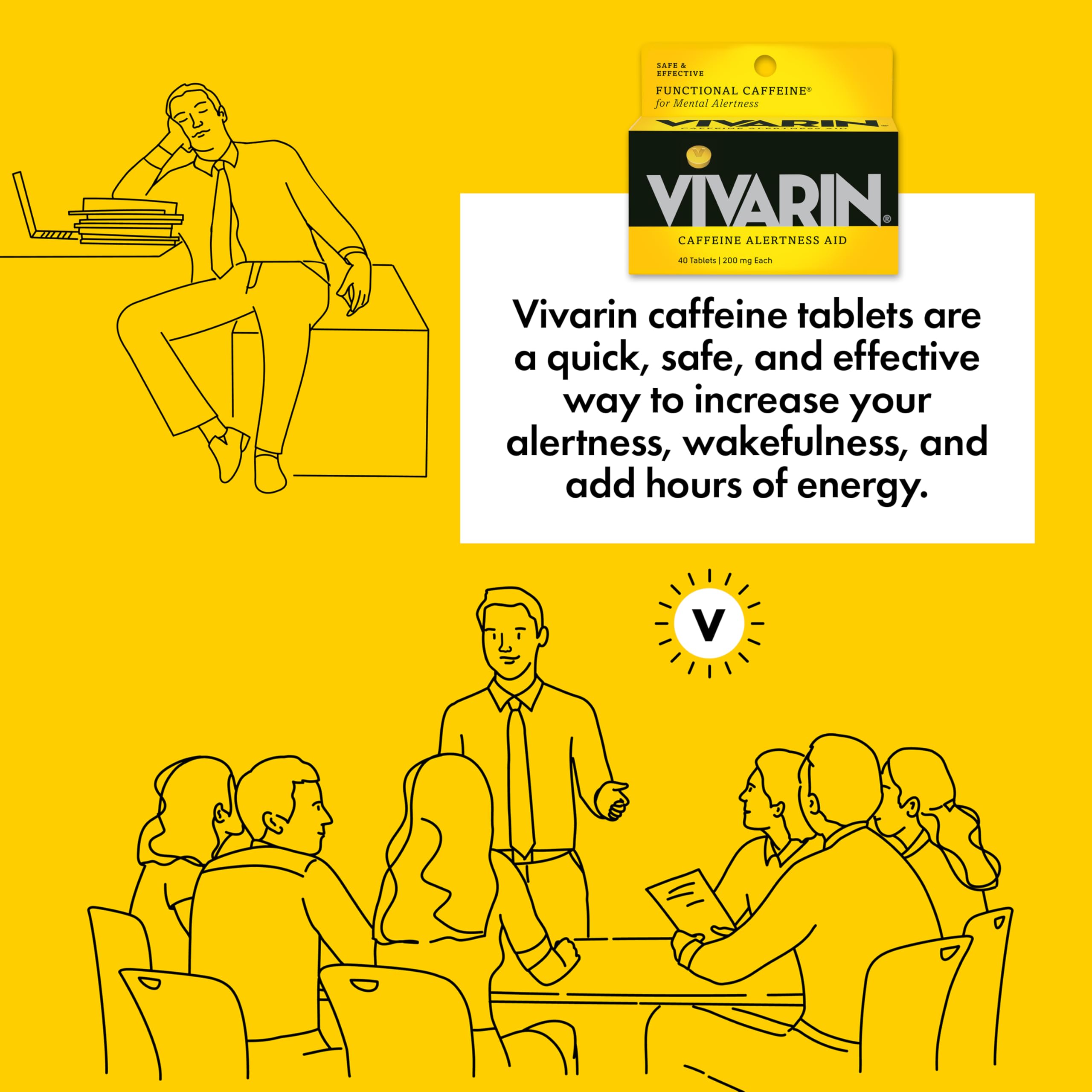 Comprimé sans sucre Vivarin: énergie sans calories ni artifice.