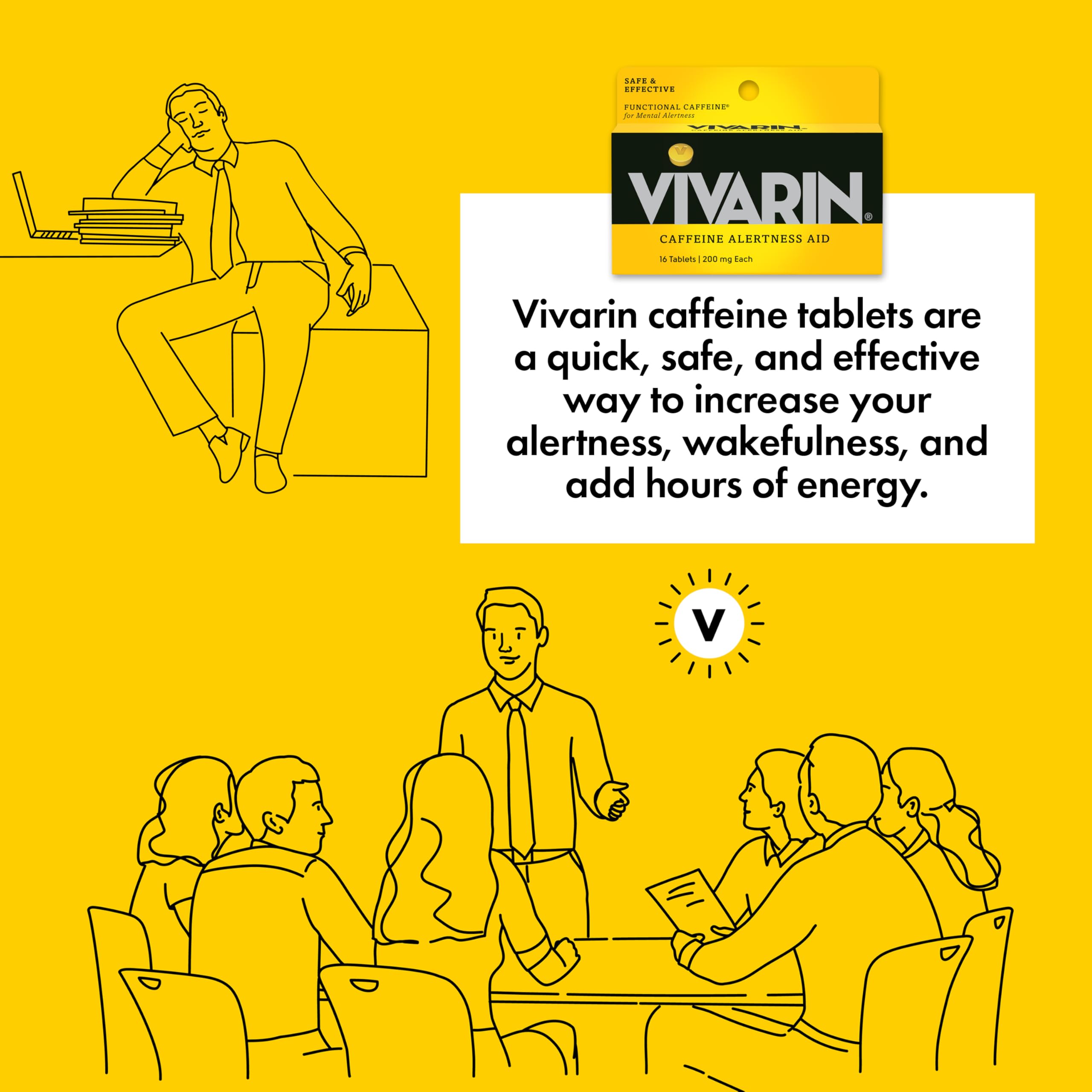 Utilisation au bureau pour vigilance sans calories avec Vivarin