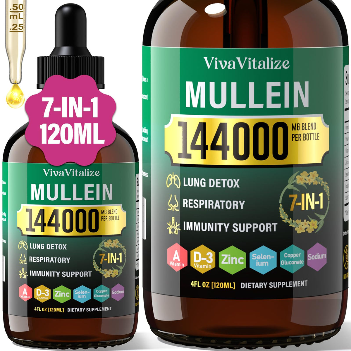 VivaVitalize Molène, bouteille élégante prête à être utilisée pour une respiration plus claire.