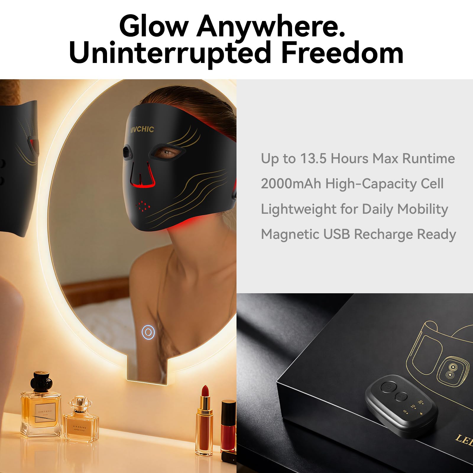 Masque Vivchic en silicone doux et hypoallergénique.