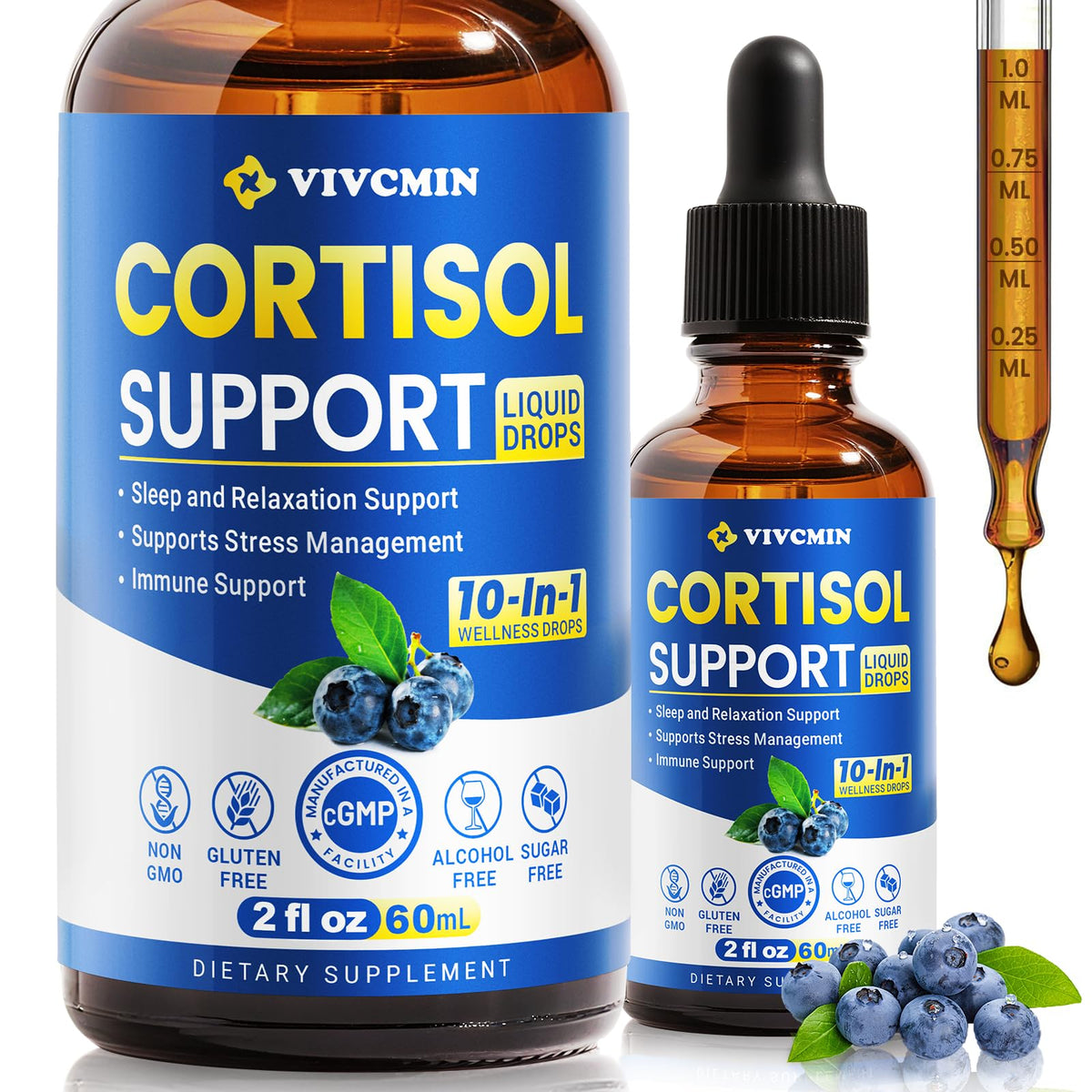 Vivcmin: bouteille de complément cortisol pour le bien-être quotidien