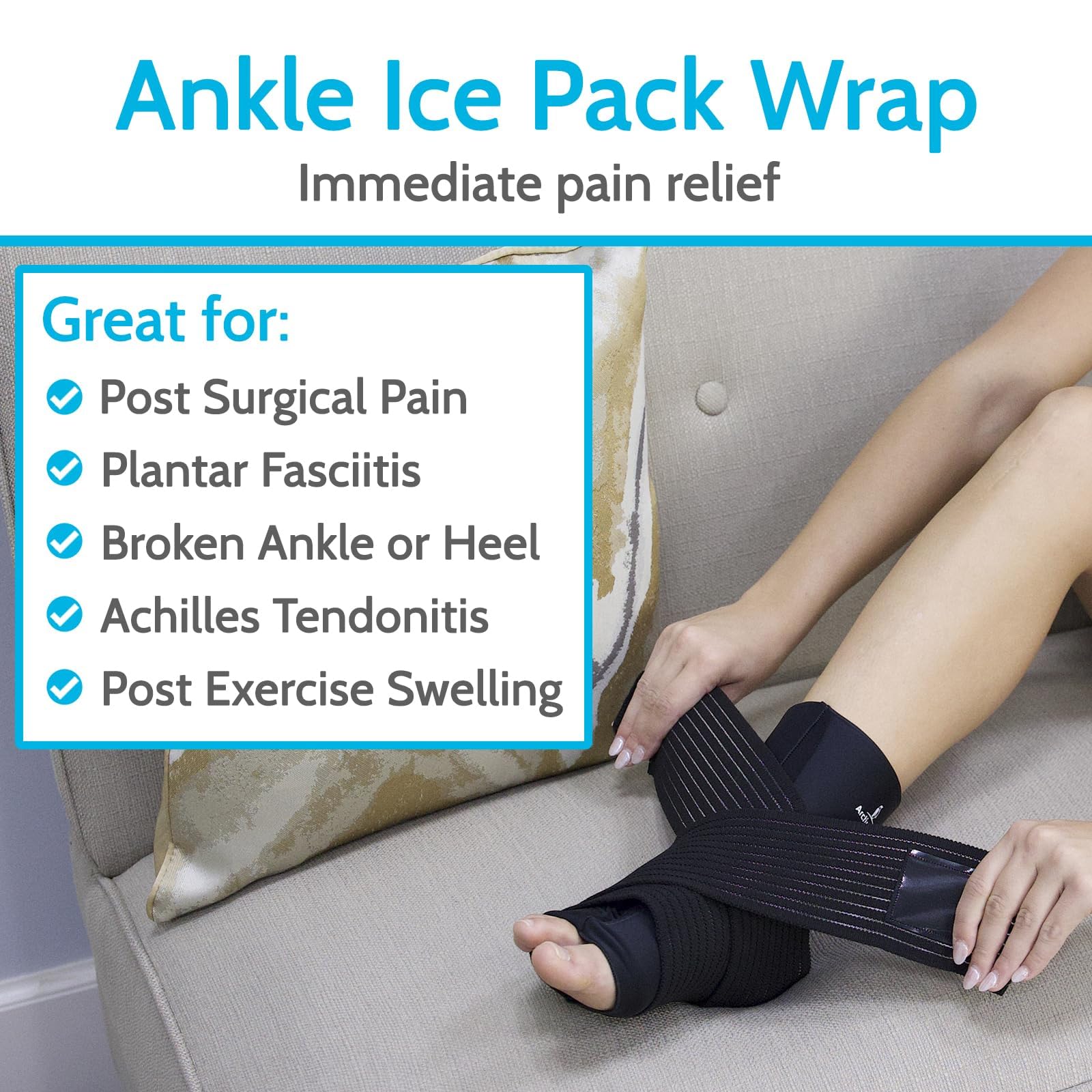 Soutien ajustable autour de la cheville grâce à compression réglable Vive Arctic Flex.