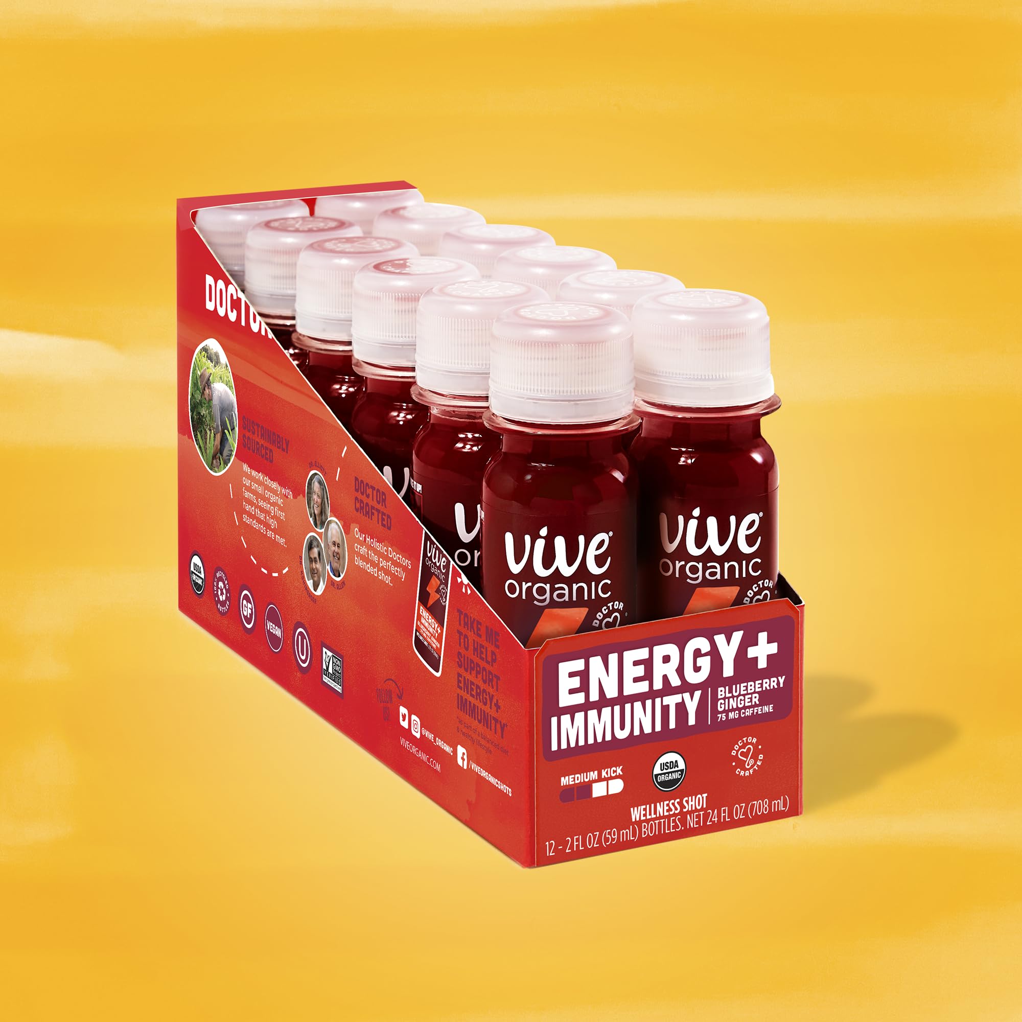 Sans gluten et végan, Vive Organic Energy Shot, choix naturel.