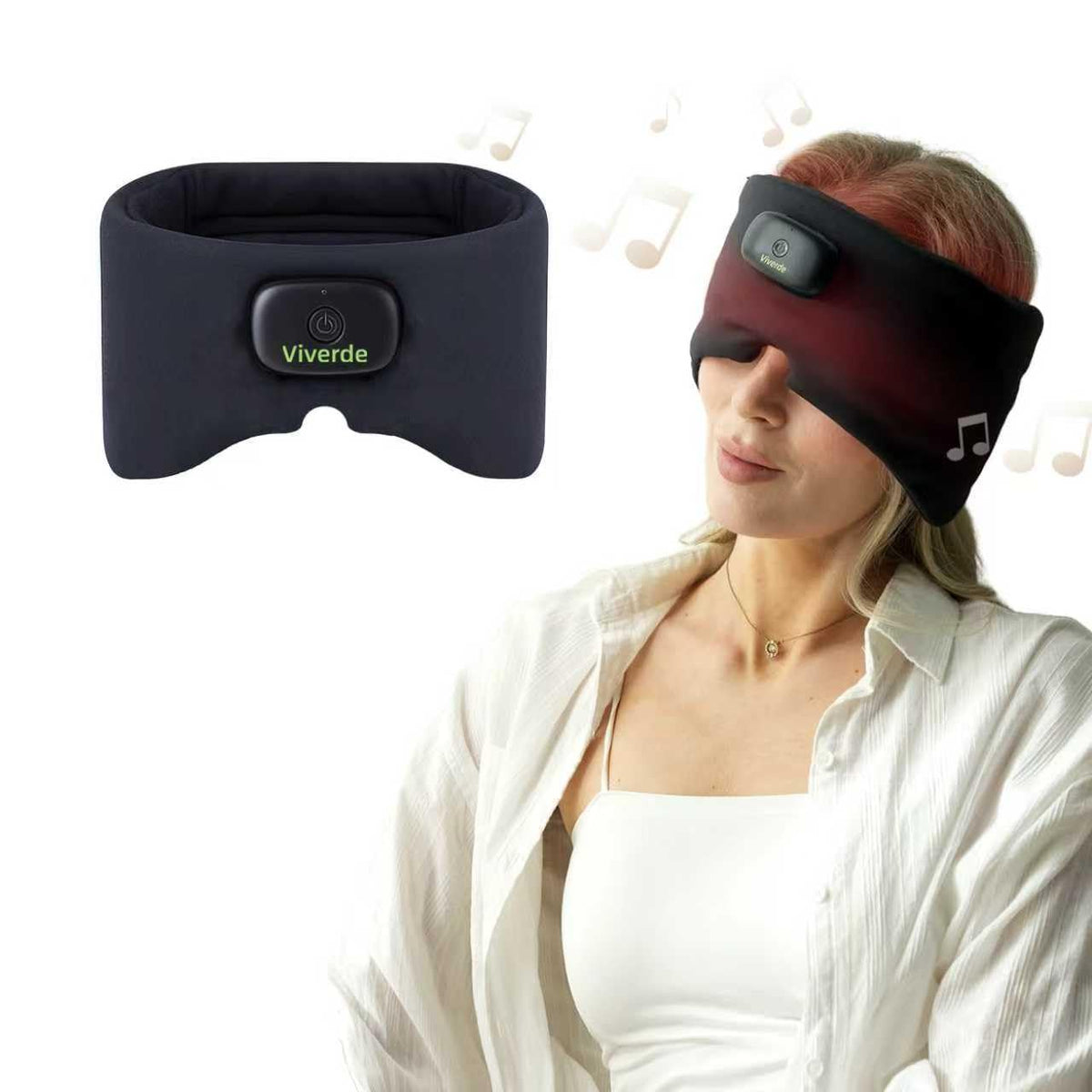 Masque Viverde yeux avec connectivité sans fil pour dormir et bloquer la lumière.