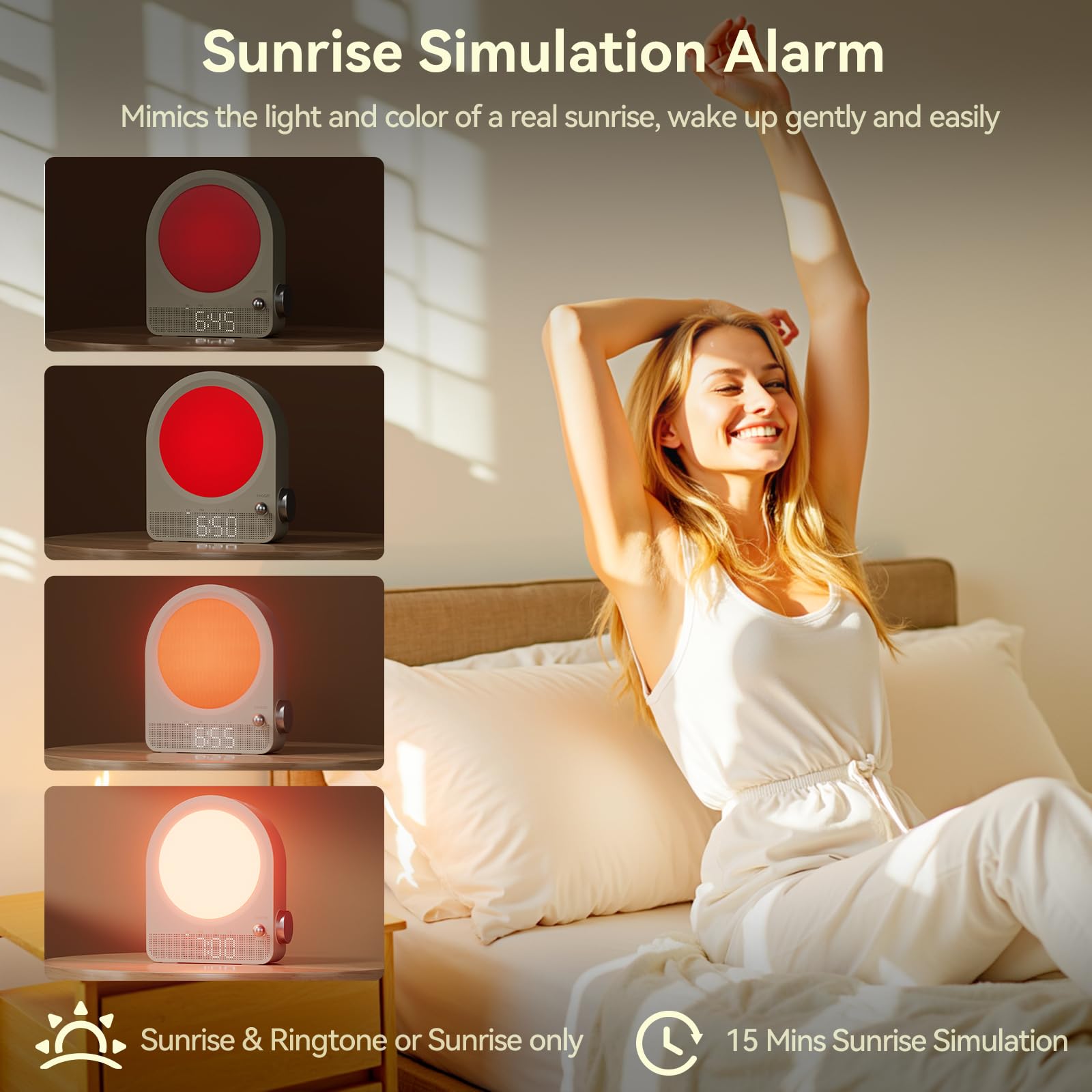 Vivilumens Double alarmes snooze : flexibilité pour deux horaires et plus de confort.