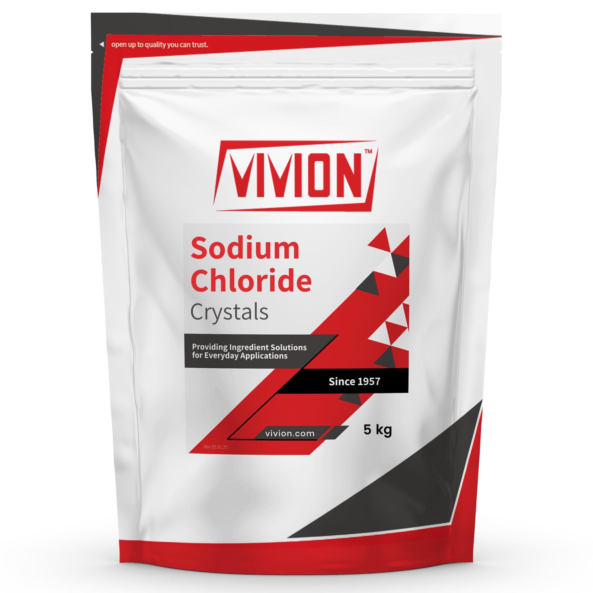 Vivion chlorure de sodium USP, qualité pharmaceutique, idéal pour formulations.