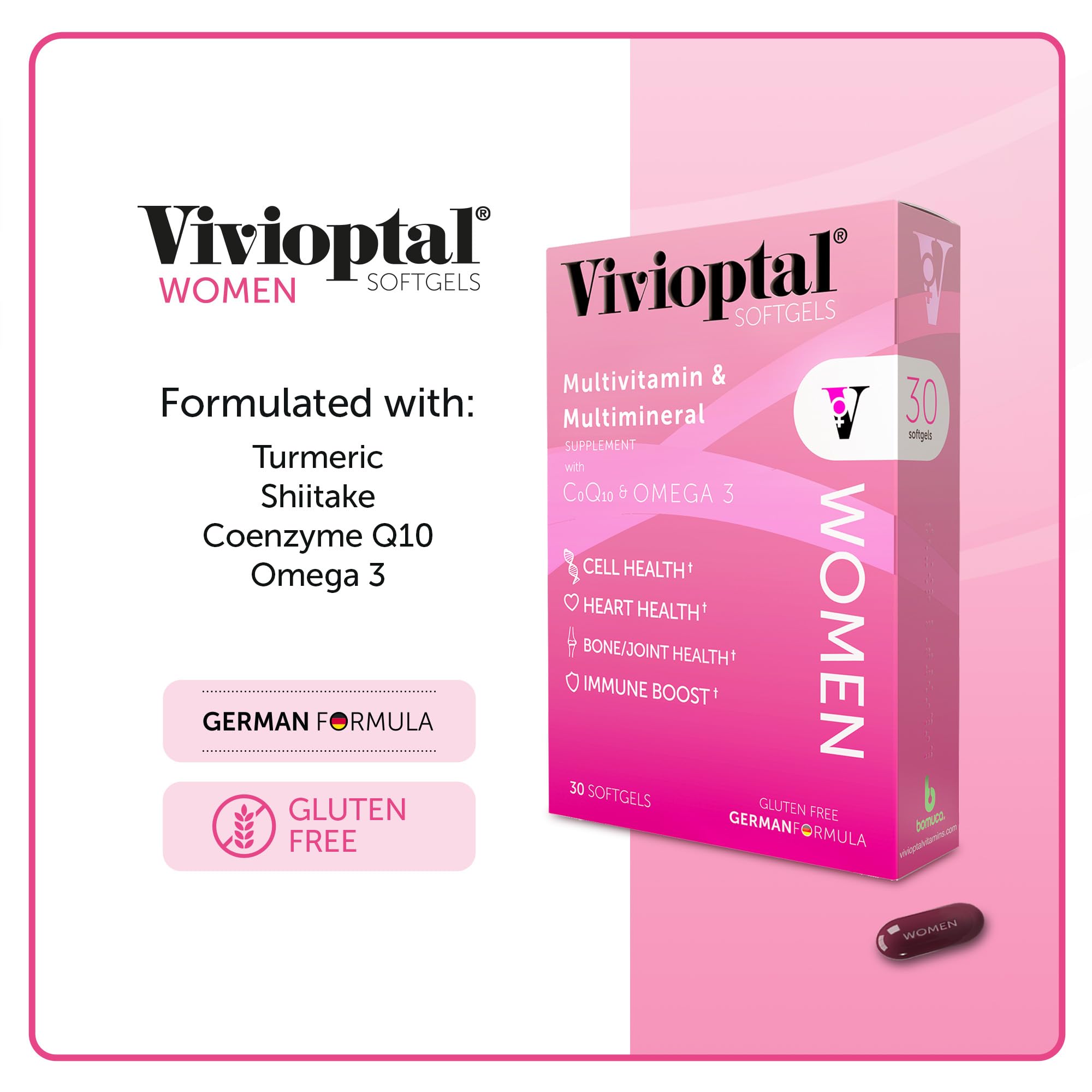 Routine quotidienne Vivioptal Women favorisant énergie et soutien du bien-être féminin.