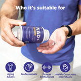 VIVI Youth NAD+ illustration laboratoire montrant activation NAD+ et voies cellulaires