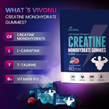 Gomme VivoNu Créatine, 5000 mg par portion, dosage clair.