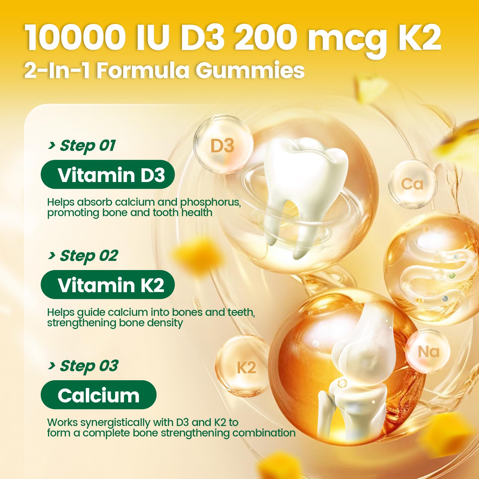 Gomme VivoNu D3 K2 en sachets individuels, parfait voyage.