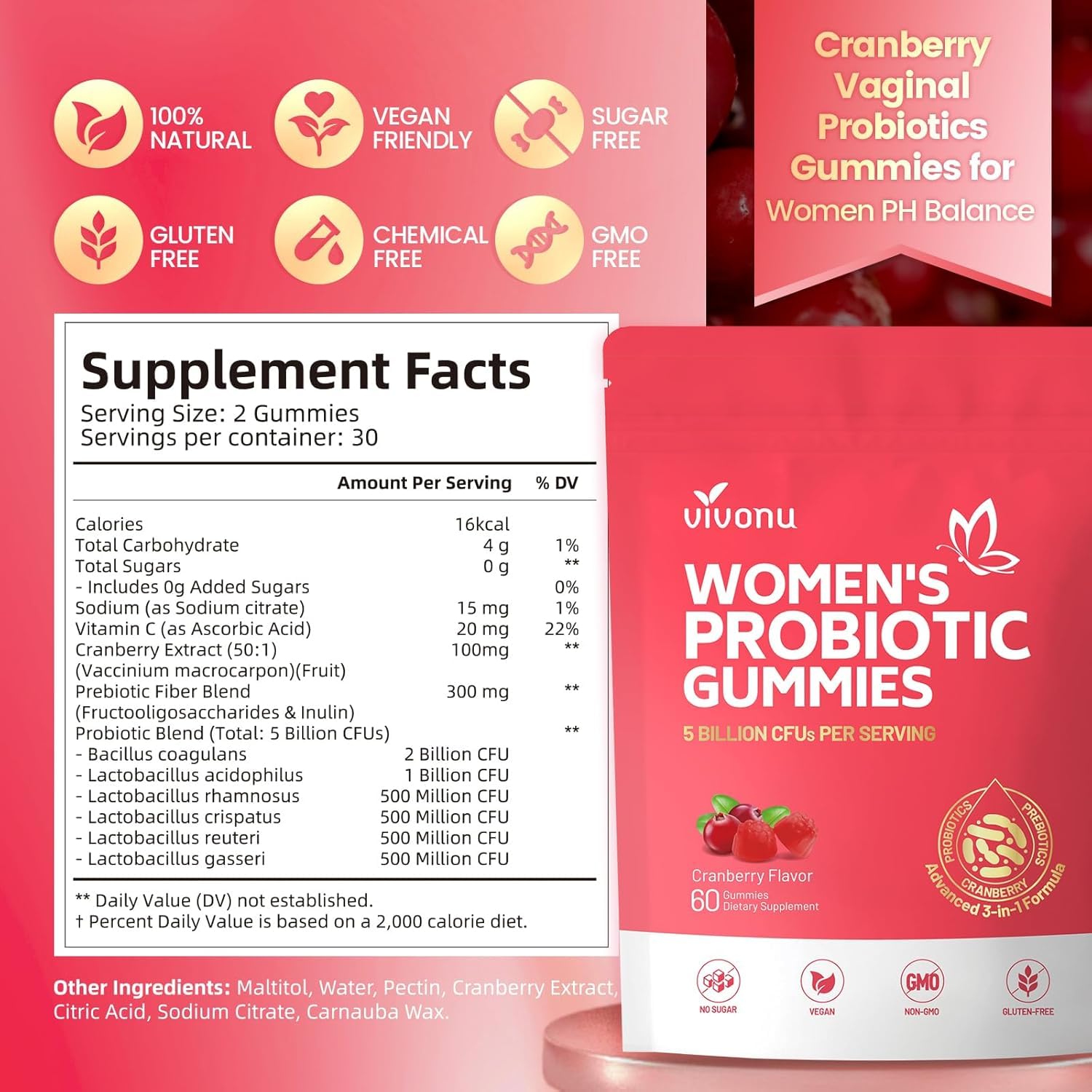 VivoNu Probiotiques pour Femmes, flacon pratique pour le quotidien.