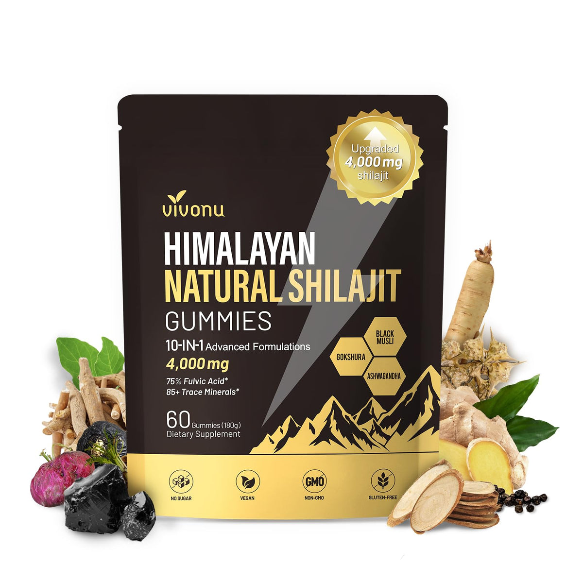 Gommes Shilajit VivoNu pur Himalayen pour énergie naturelle.