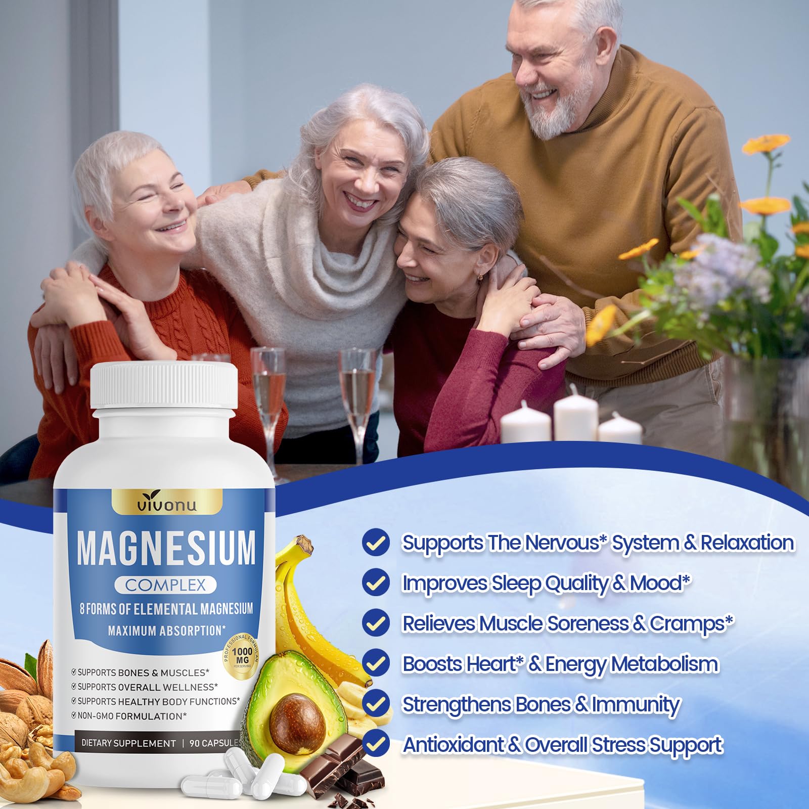 VivoNu Magnésium 1000mg – emballage double – format pratique 45 jours.