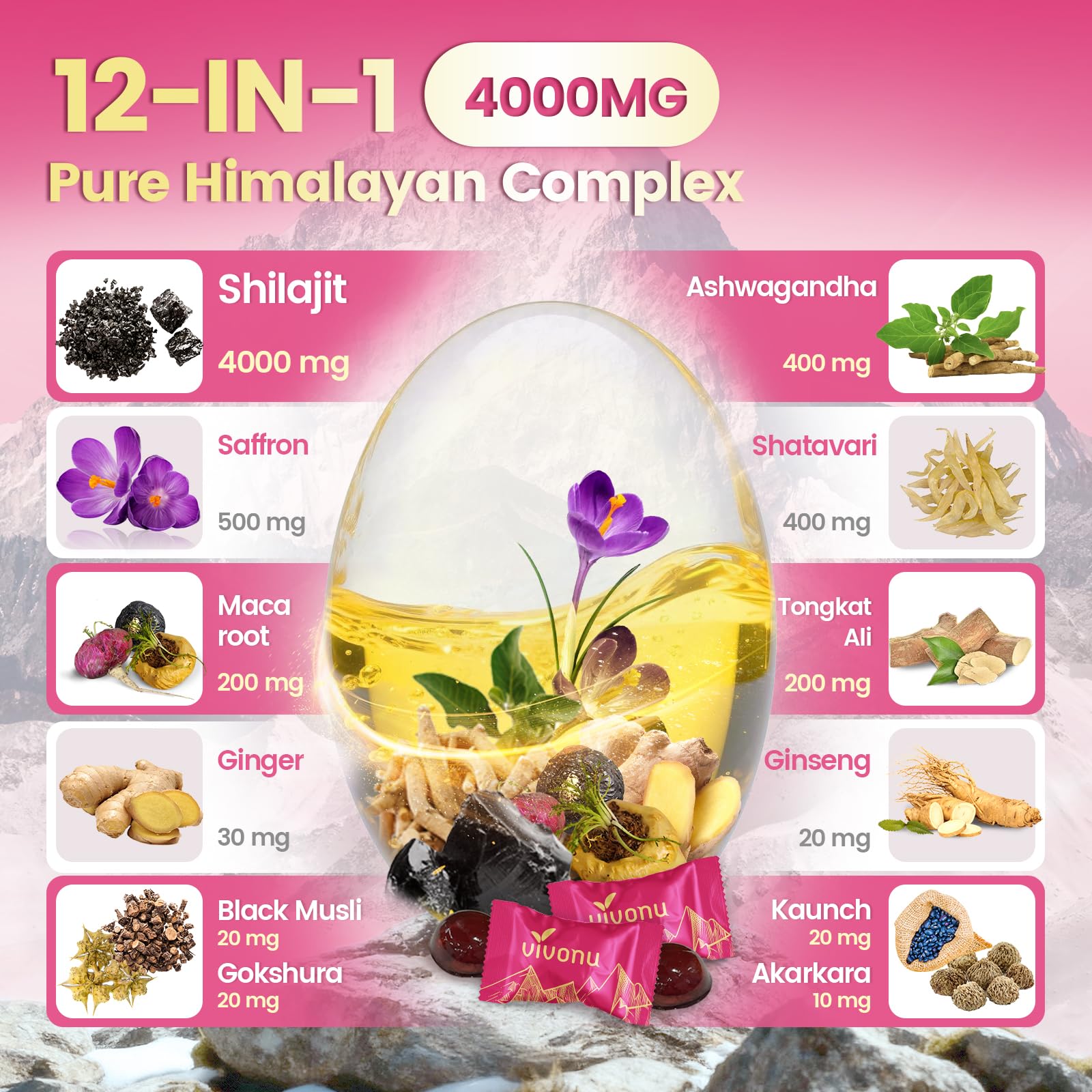 Gommes Shilajit goût fraise, option savoureuse et pratique.