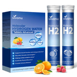 Tablettes VivoNu hydrogène orange se dissolvant rapidement pour une hydratation rafraîchissante.