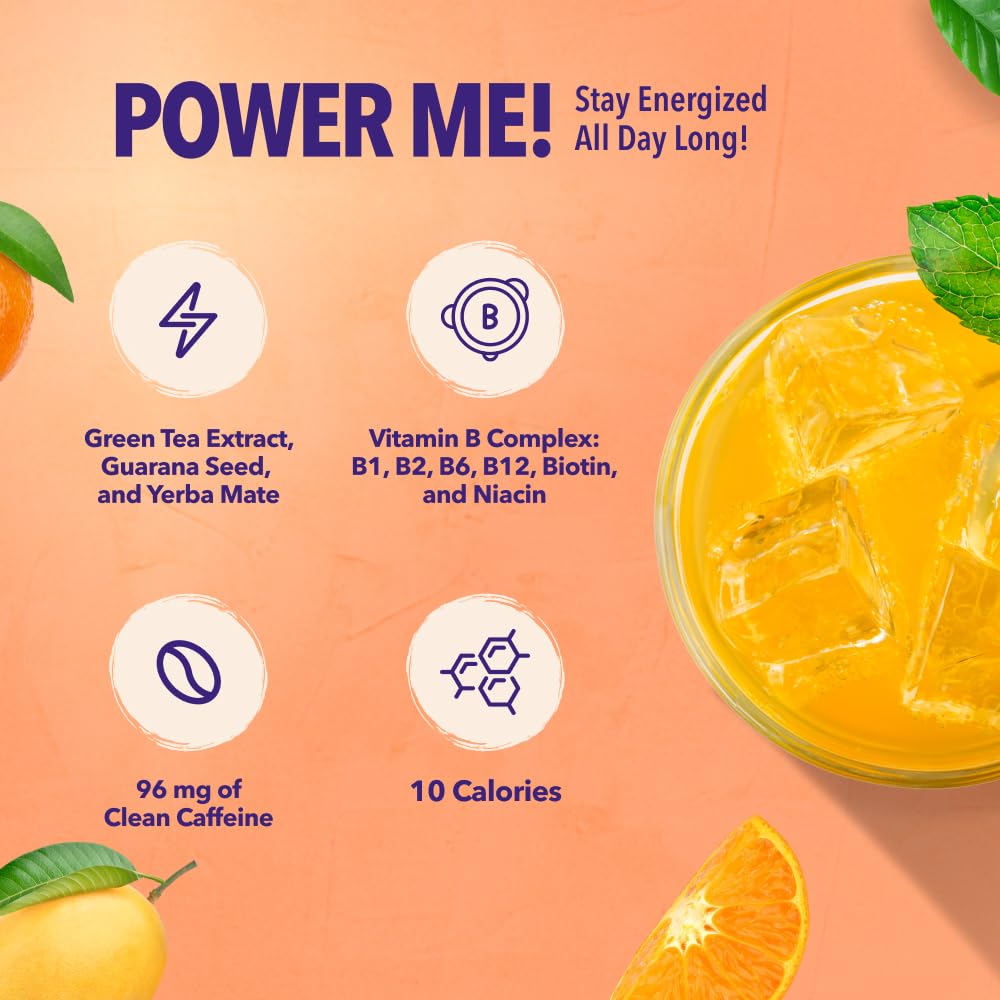 VIVRI PowerMe Orange Mango se mélange rapidement avec eau et glace.
