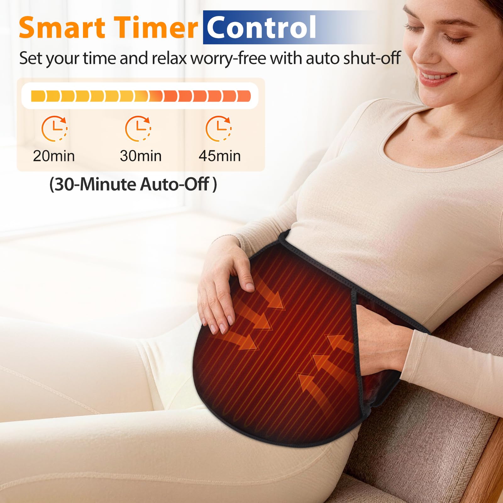 VIYACHY ceinture dos chauffante rechargeable, confort portable pendant l’exercice et les trajets