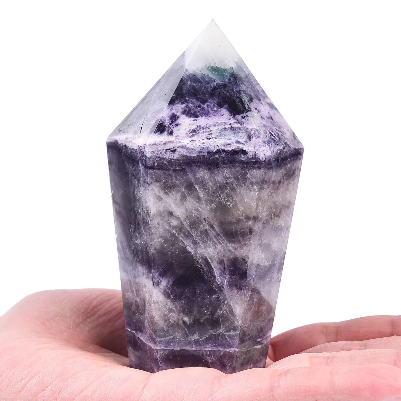 VIZYTOU fluorite tour obélisque arc-en-ciel, décor élégant et énergie apaisante