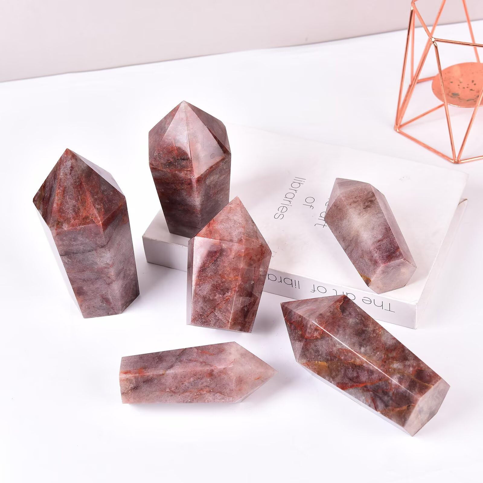 VIZYTOU quartz hématoïde obélisque – parfait pour méditation et yoga