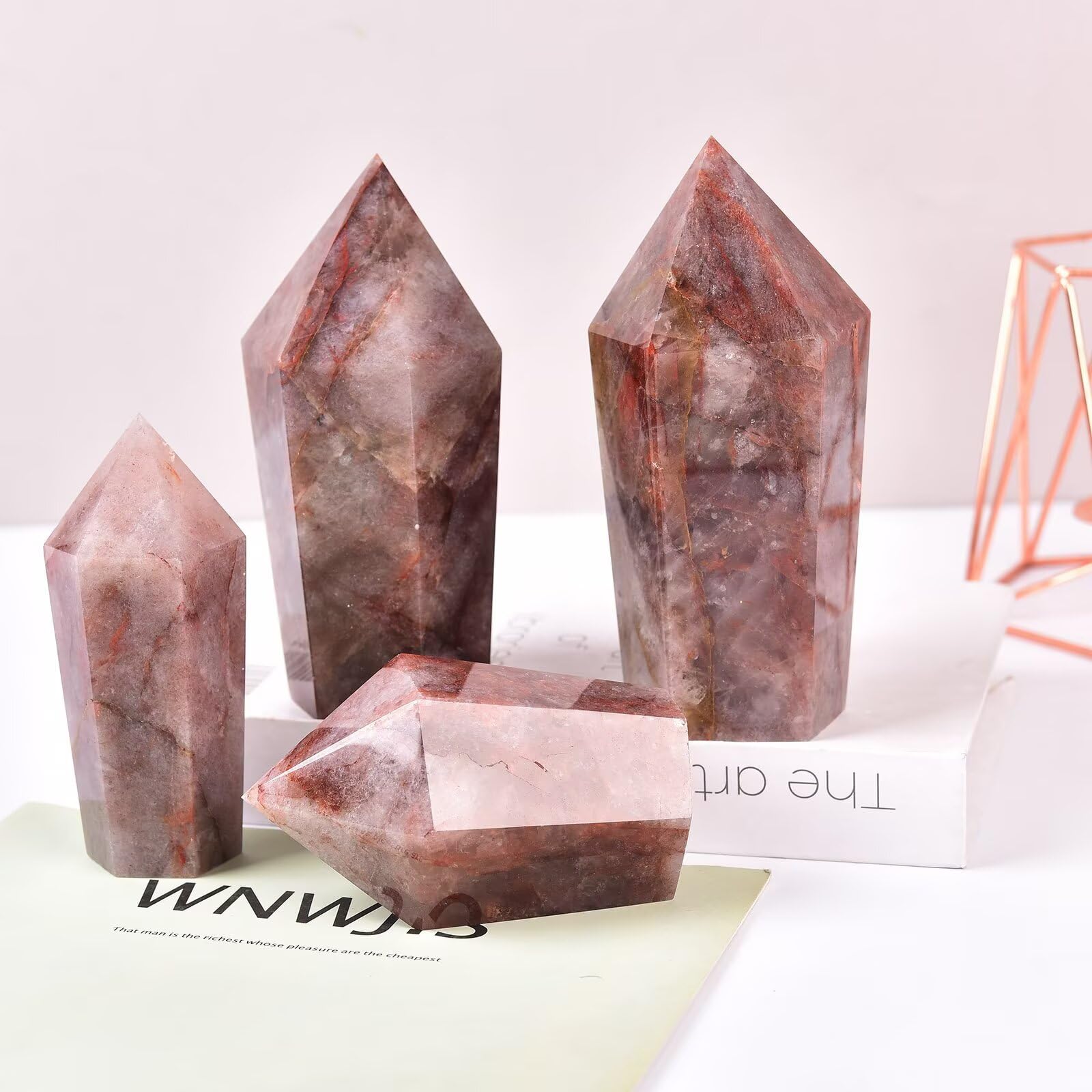 VIZYTOU quartz hématoïde obélisque – pièce décorative zen pour maison