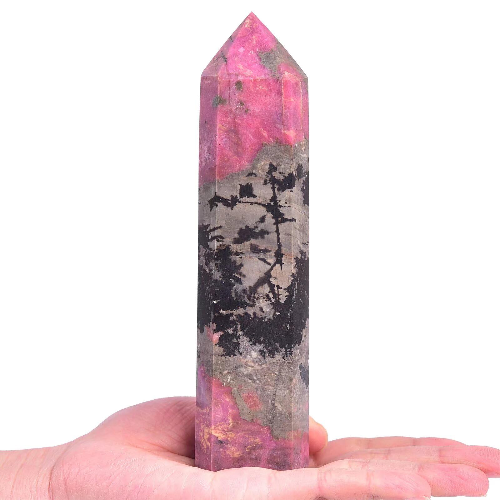 VIZYTOU Rhodonite pierre décorative adaptée au bureau pour ambiance apaisante.