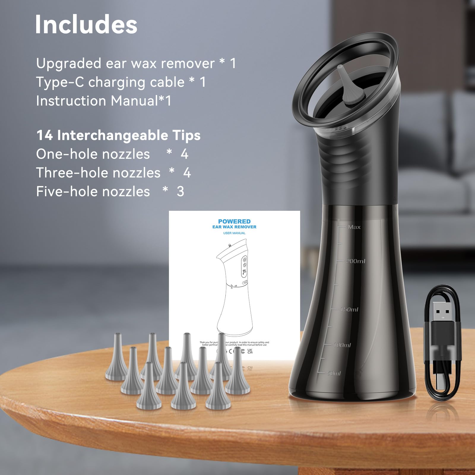 VLINGQI cable recharge type-C inclus pour une utilisation pratique.