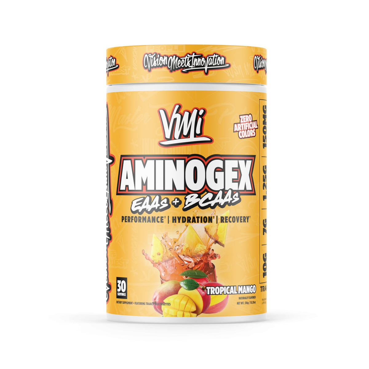 Aminogex Ultra de VMI Sports, poudre BCAA, favorise récupération et performance.