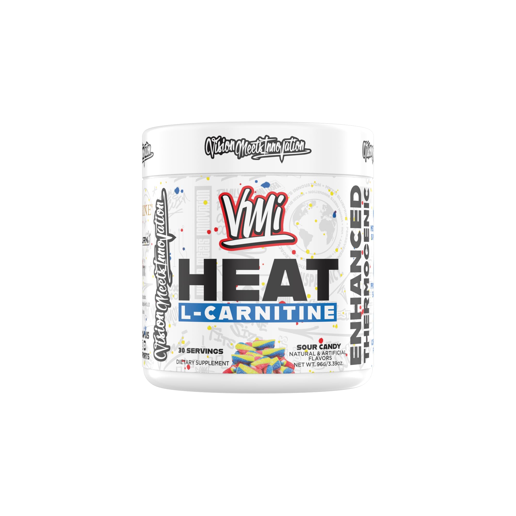 VMI Sports Heat L-Carnitine en poudre, bouteille prête à mélanger, goût agréable.