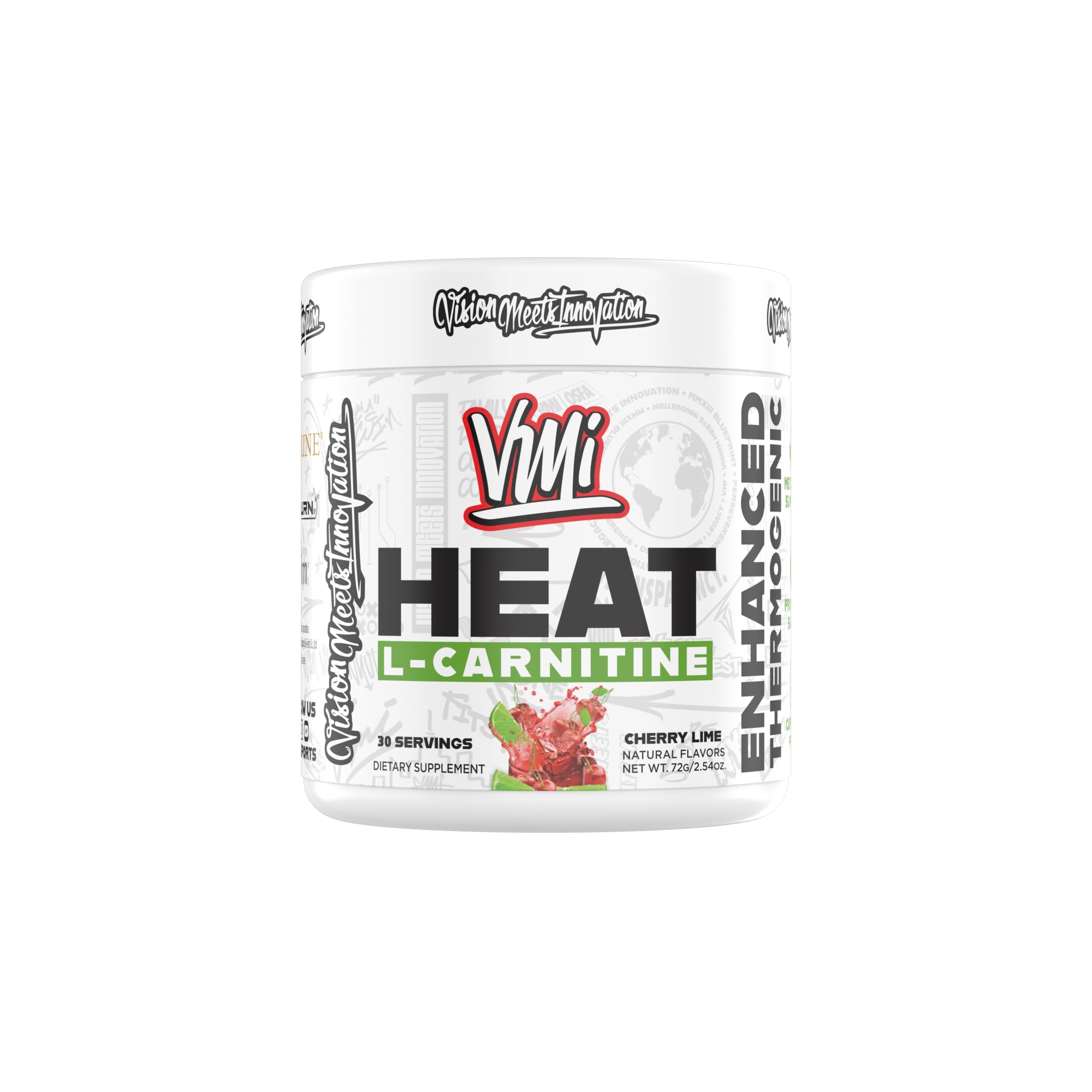 VMI Sports Heat L-Carnitine : bouteille montrée, formule thermogénique pour énergie pré-entraînement