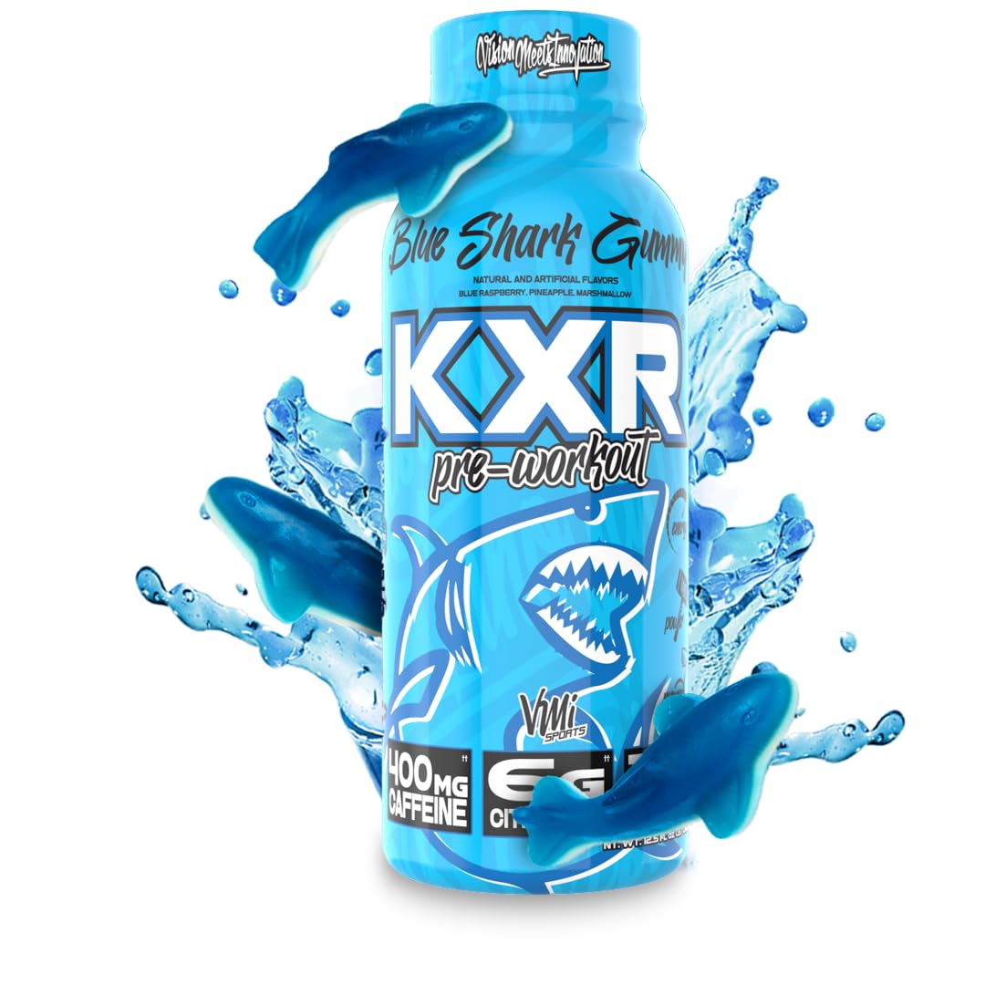 KXR prêt-à-boire, etiquette bleue montrant le design et le dosage.
