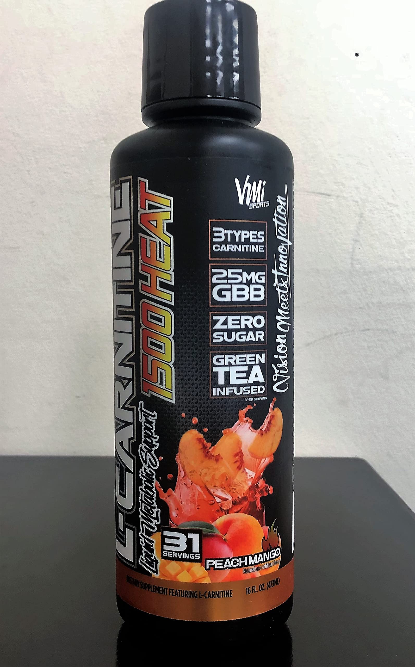 Bouteille sans stimulant mettant en avant l’arôme Peach Mango.