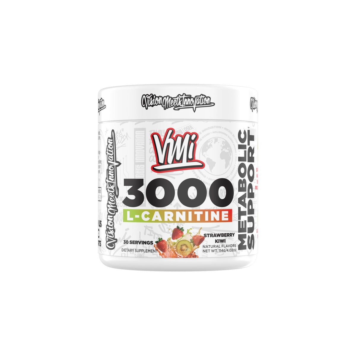 VMI Sports L-Carnitine 3000 en poudre, verre Fraise Kiwi, énergie potentielle pendant l'entraînement.