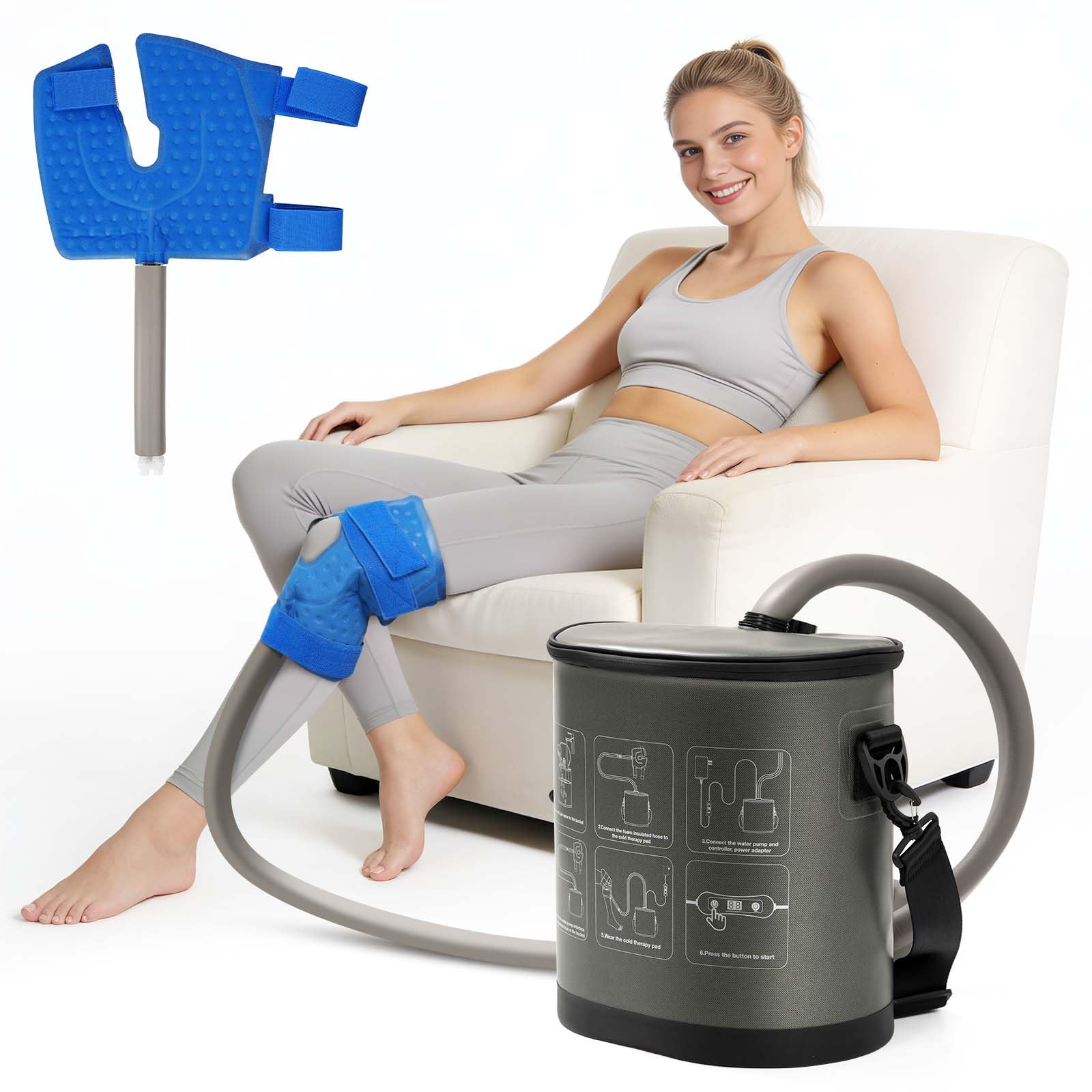Machine cryothérapie VnioLife pour genou, froid local rapide pour un confort ciblé.